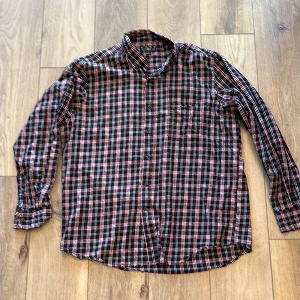Men's Plaid Shirt - Black and Red